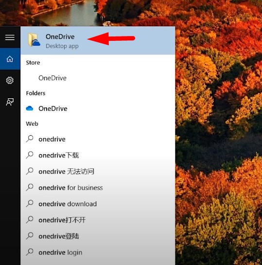 Back up Windows to OneDrive - search for OneDrive in the search field