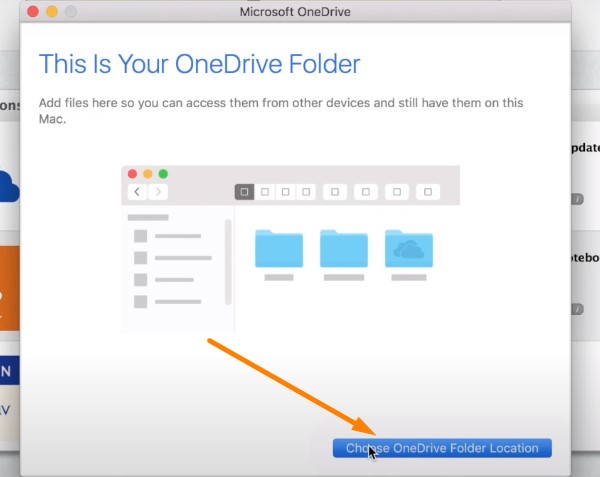 Back up Mac to OneDrive - choose folder location