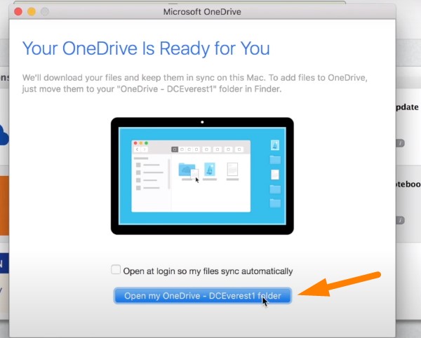 Back up Mac to OneDrive - enter your new OneDrive folder 