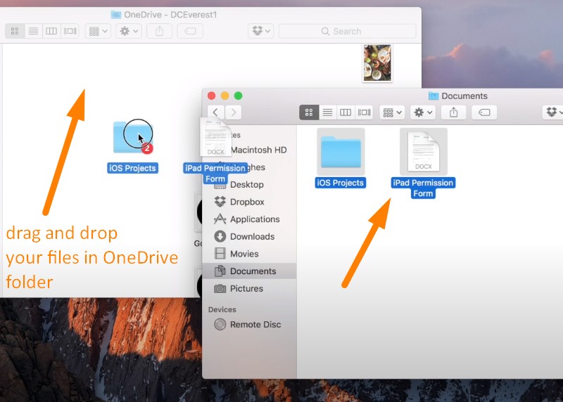 Back up Mac to OneDrive - drag and drop any files to back them up