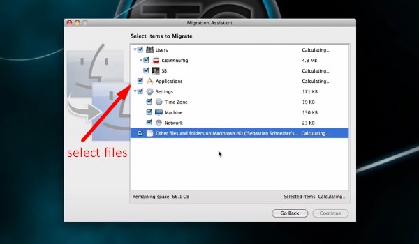 Restore files on Mac from Time machine - choose the files you want to restore